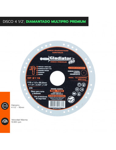 DISCO 4 1/2" MULTIPROPOSITO PREMIUM DP 8115