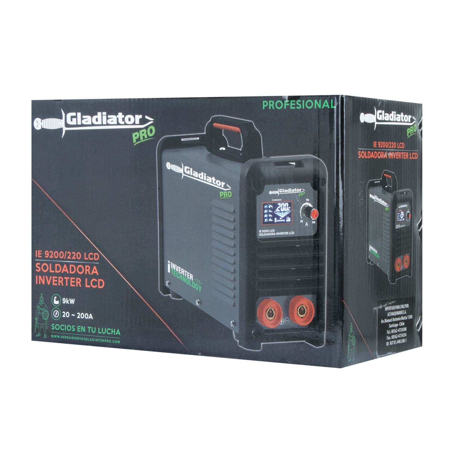 Soldador Gladiator Pro Inverter Ie9200/220 Lcd - 200A